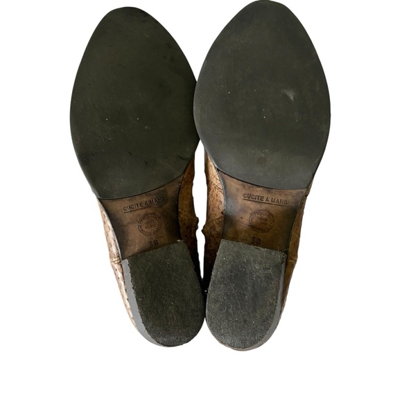 Italian Progetto Verio Cuoio Women’s Tan Snake Skin Booties Sz 38 - Picture 7 of 8